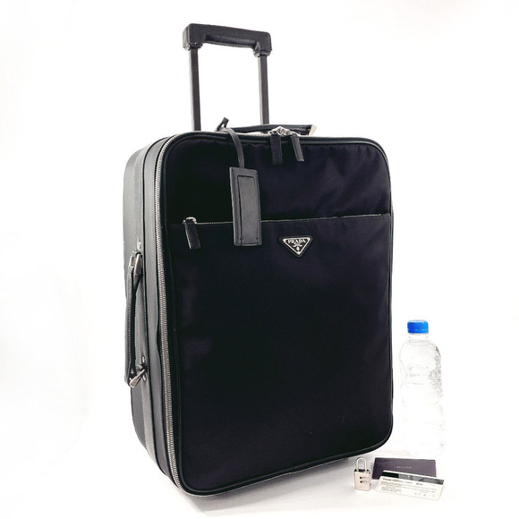 Prada Leather Saffiano Black Carry Suitcase Case Nylon - Picture 1 of 14